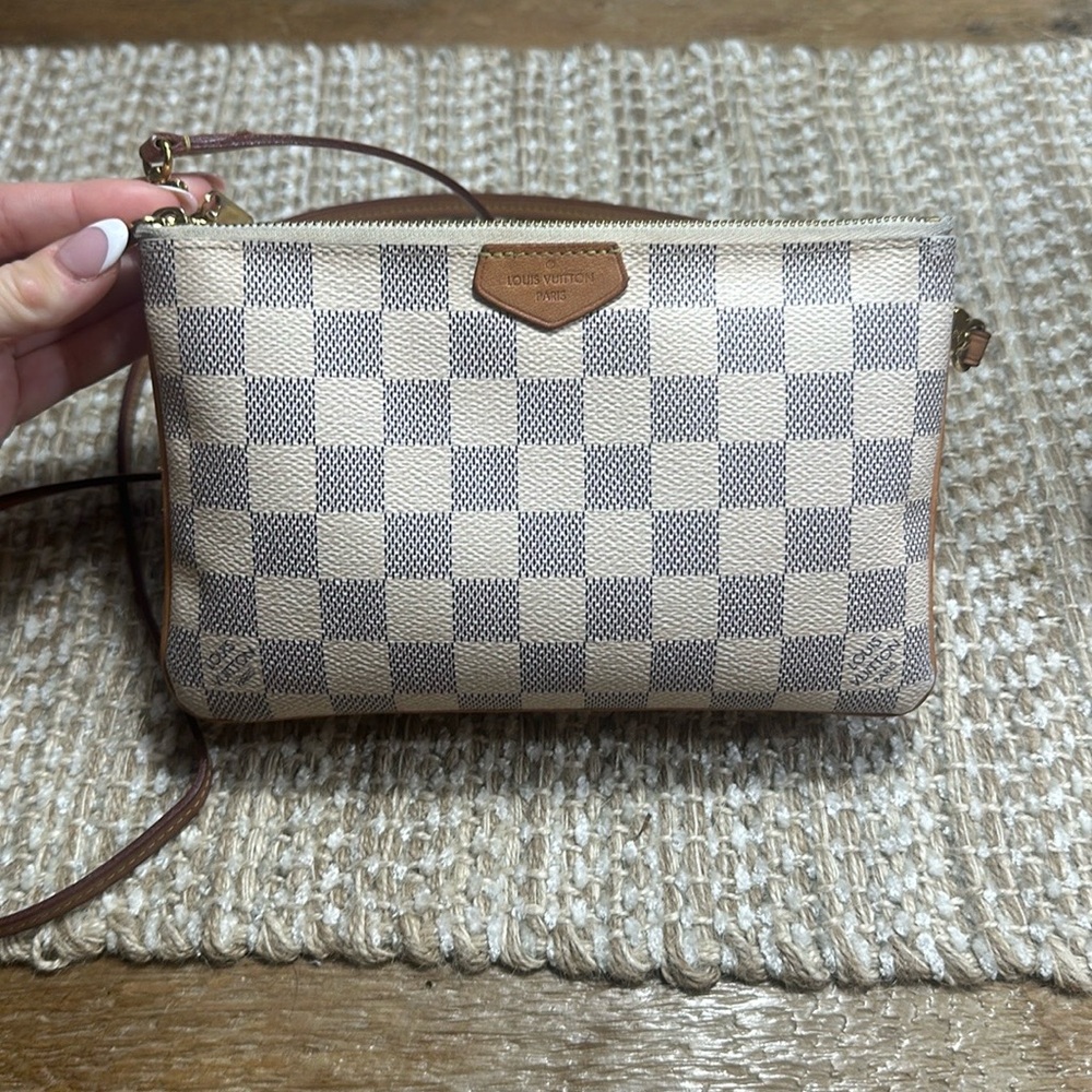 Louis Vuitton Light Gray Checkered Crossbody Bag